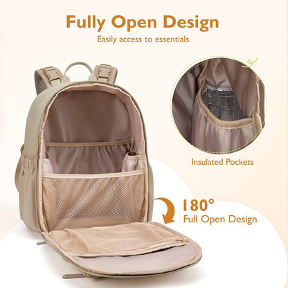 Neoprene Diaper Bag Backpack Small Baby Bag Travel Mini Diaper Backpack for Newborn with Insulated Pockets, Stroller Straps