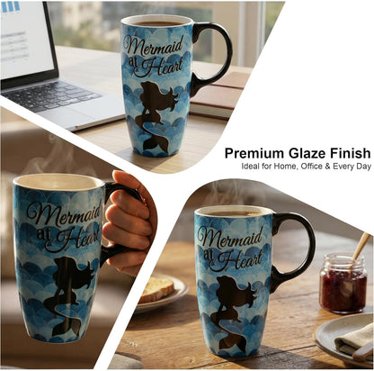 17oz Ceramic Travel Mug with Lid, Colorful Floral Coffee Mug | Artistic Ceramic Travel Cup, Microwave & Dishwasher Safe, Gift Box Included