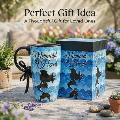 17oz Ceramic Travel Mug with Lid, Colorful Floral Coffee Mug | Artistic Ceramic Travel Cup, Microwave & Dishwasher Safe, Gift Box Included