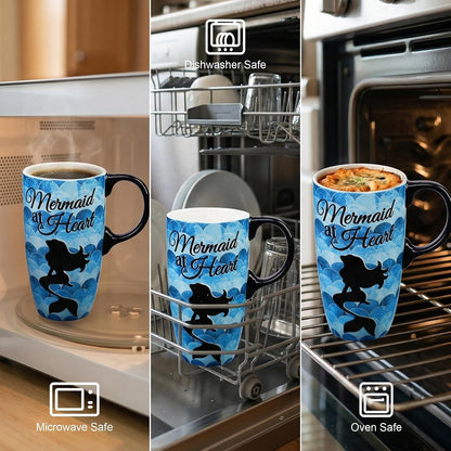17oz Ceramic Travel Mug with Lid, Colorful Floral Coffee Mug | Artistic Ceramic Travel Cup, Microwave & Dishwasher Safe, Gift Box Included