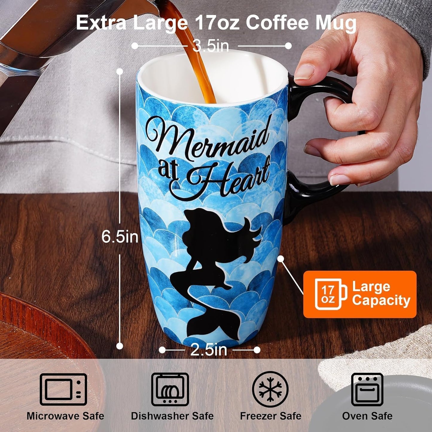 17oz Ceramic Travel Mug with Lid, Colorful Floral Coffee Mug | Artistic Ceramic Travel Cup, Microwave & Dishwasher Safe, Gift Box Included