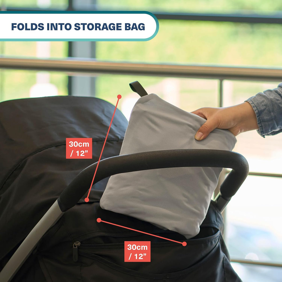 Stroller Travel Bag for Airplane | Oxford Fabric, Waterproof, Padded Adjustable Strap Up to 45" H x 13" D x 22" W - Gate Check Stroller Bag for Airplane - Grey
