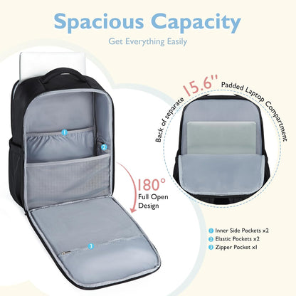 Diaper Bag Backpack Large Baby Bag 37L with 15.6'' Laptop Sleeve Mom Bags with Insulated Pockets, Changing Pad, Stroller Straps, Travel, Work