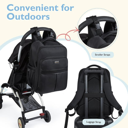 Diaper Bag Backpack Large Baby Bag 37L with 15.6'' Laptop Sleeve Mom Bags with Insulated Pockets, Changing Pad, Stroller Straps, Travel, Work