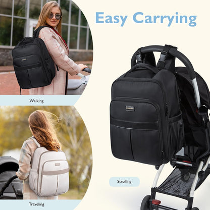 Diaper Bag Backpack Large Baby Bag 37L with 15.6'' Laptop Sleeve Mom Bags with Insulated Pockets, Changing Pad, Stroller Straps, Travel, Work