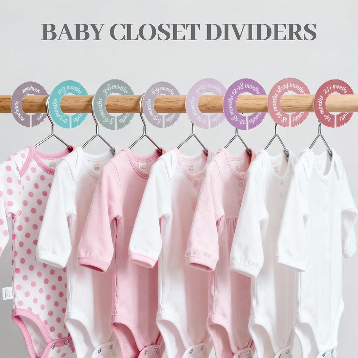 8 Pcs Baby Closet Dividers, Double-Sided Clothes Organizer for NB-24 Months