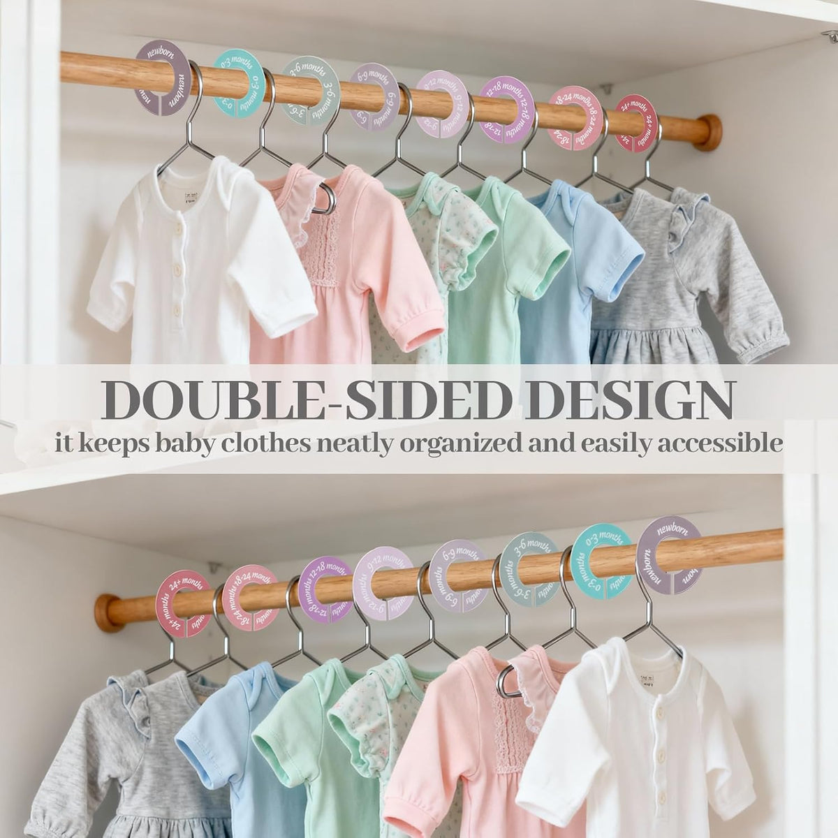8 Pcs Baby Closet Dividers, Double-Sided Clothes Organizer for NB-24 Months