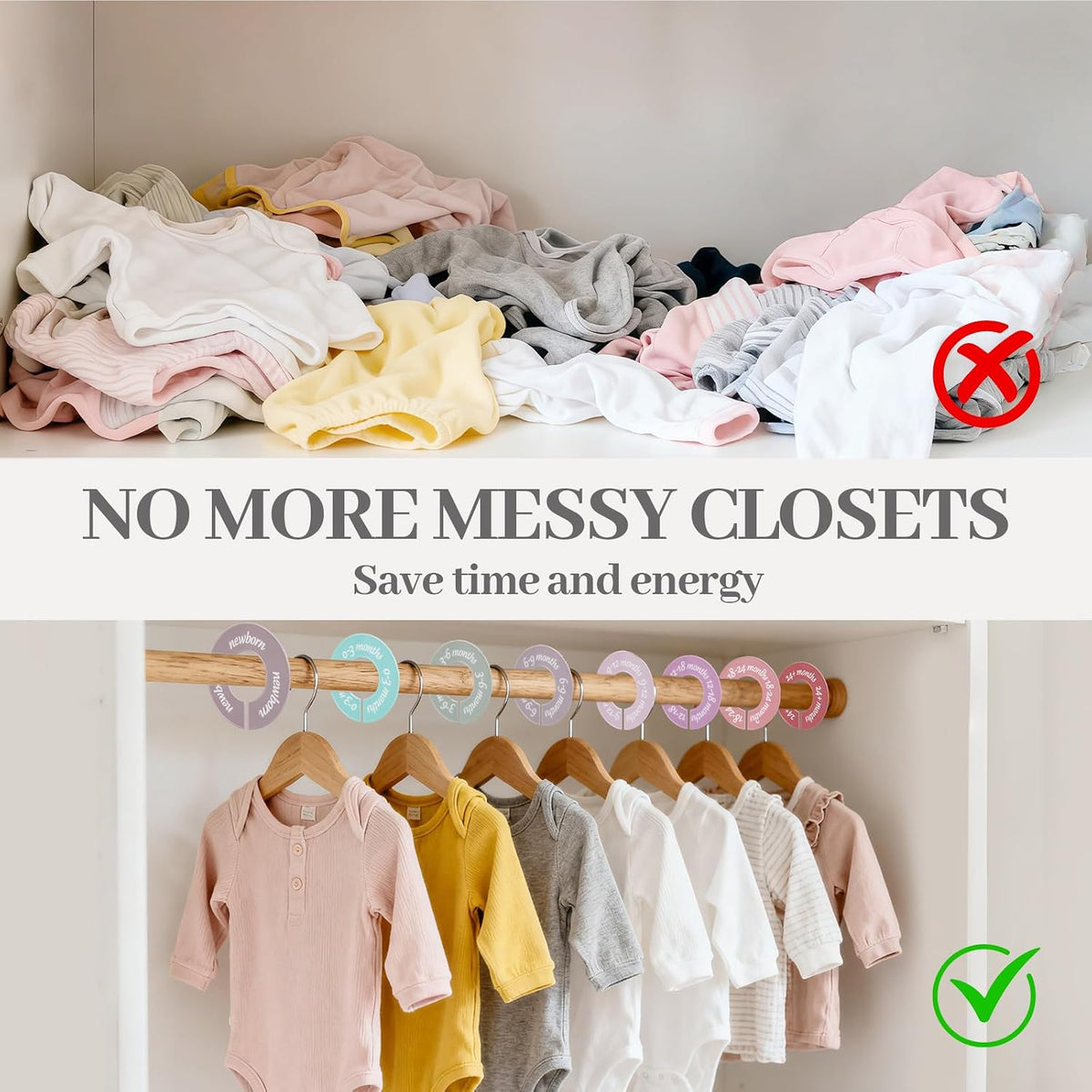 8 Pcs Baby Closet Dividers, Double-Sided Clothes Organizer for NB-24 Months