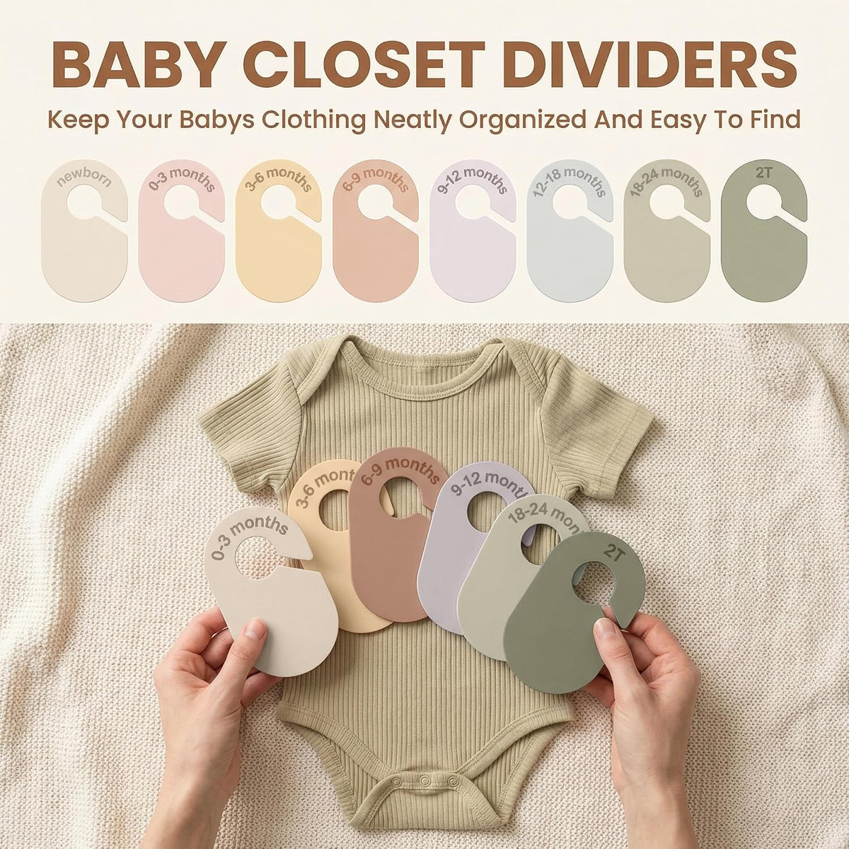 8 Pcs Baby Closet Dividers, Double-Sided Clothes Organizer for NB-24 Months