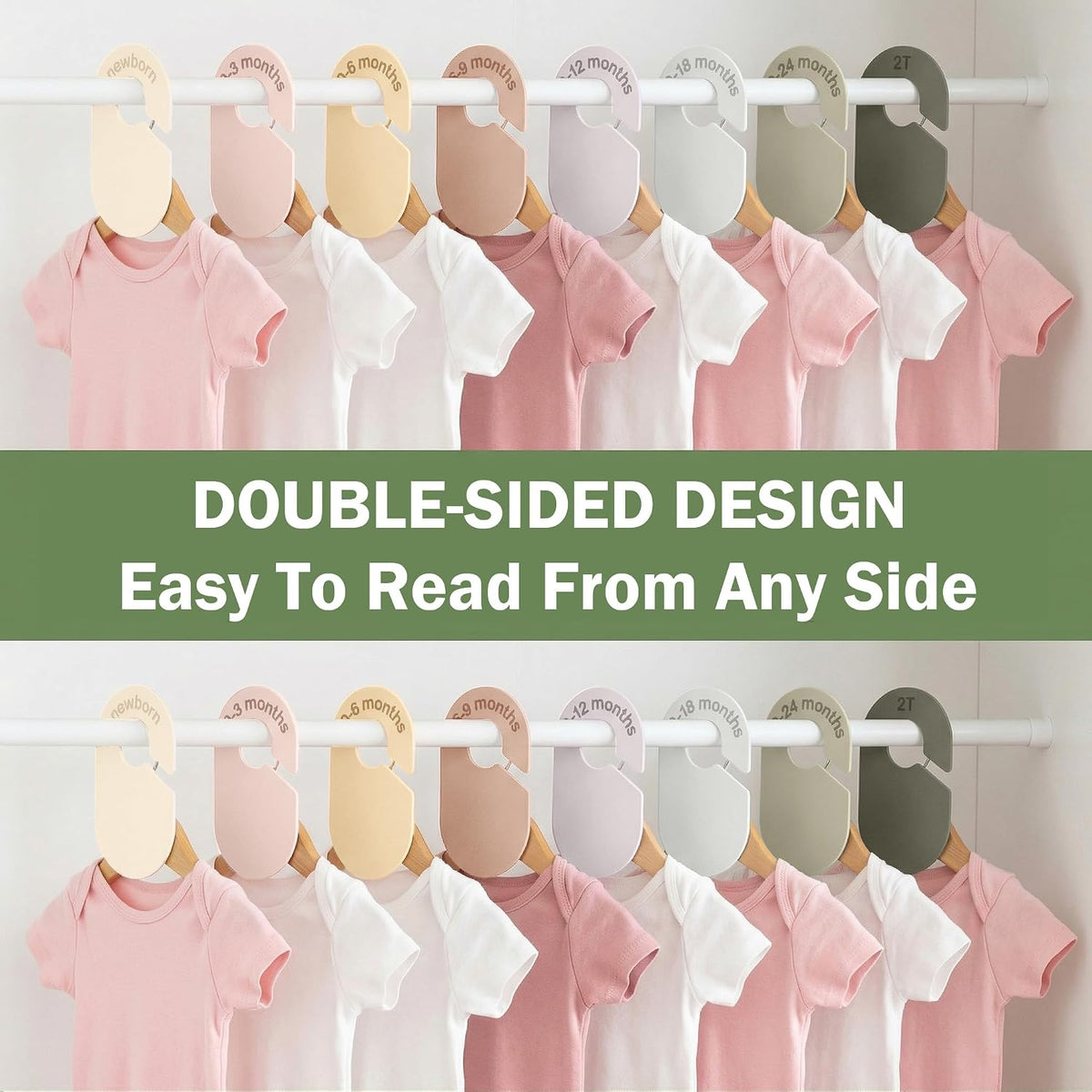 8 Pcs Baby Closet Dividers, Double-Sided Clothes Organizer for NB-24 Months
