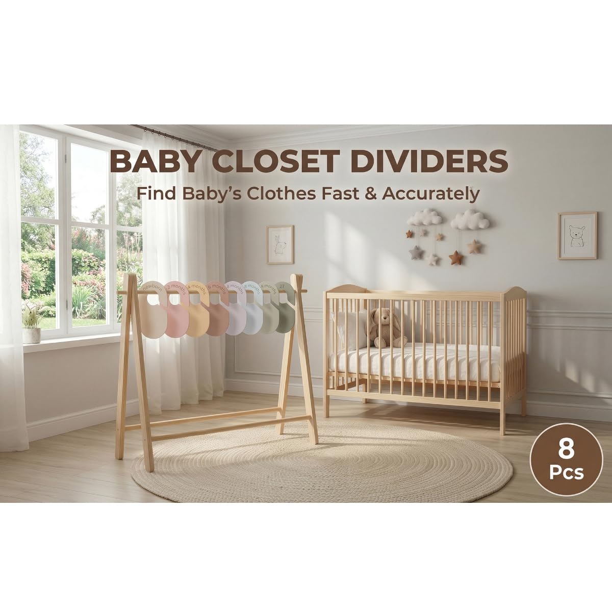 8 Pcs Baby Closet Dividers, Double-Sided Clothes Organizer for NB-24 Months