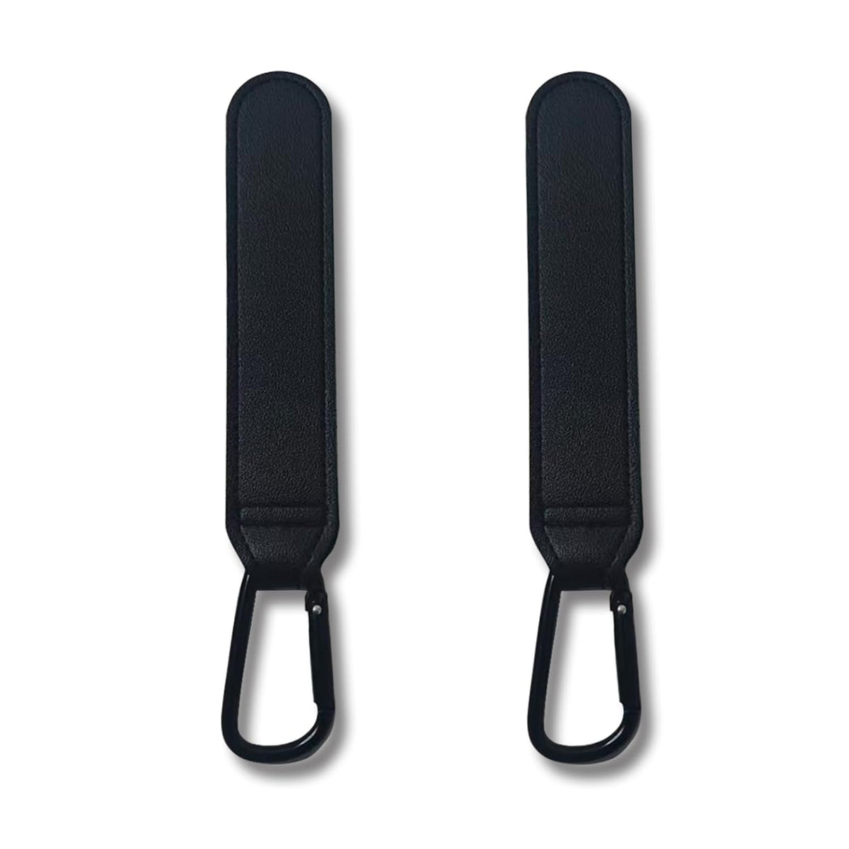 Stroller Hooks, 2 Pack Stroller Clips with Self-Locking Buckle, Hook and Loop Strap for Baby Stroller, Shopping Cart (Black)
