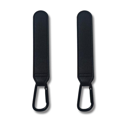 Stroller Hooks, 2 Pack Stroller Clips with Self-Locking Buckle, Hook and Loop Strap for Baby Stroller, Shopping Cart (Black)