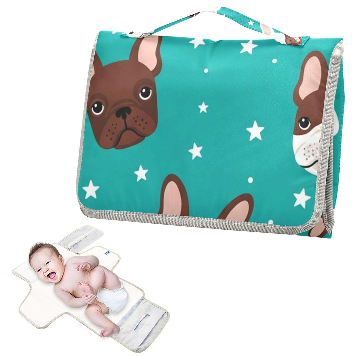 Star Bulldog Print Portable Diaper Changing Pad for Camping