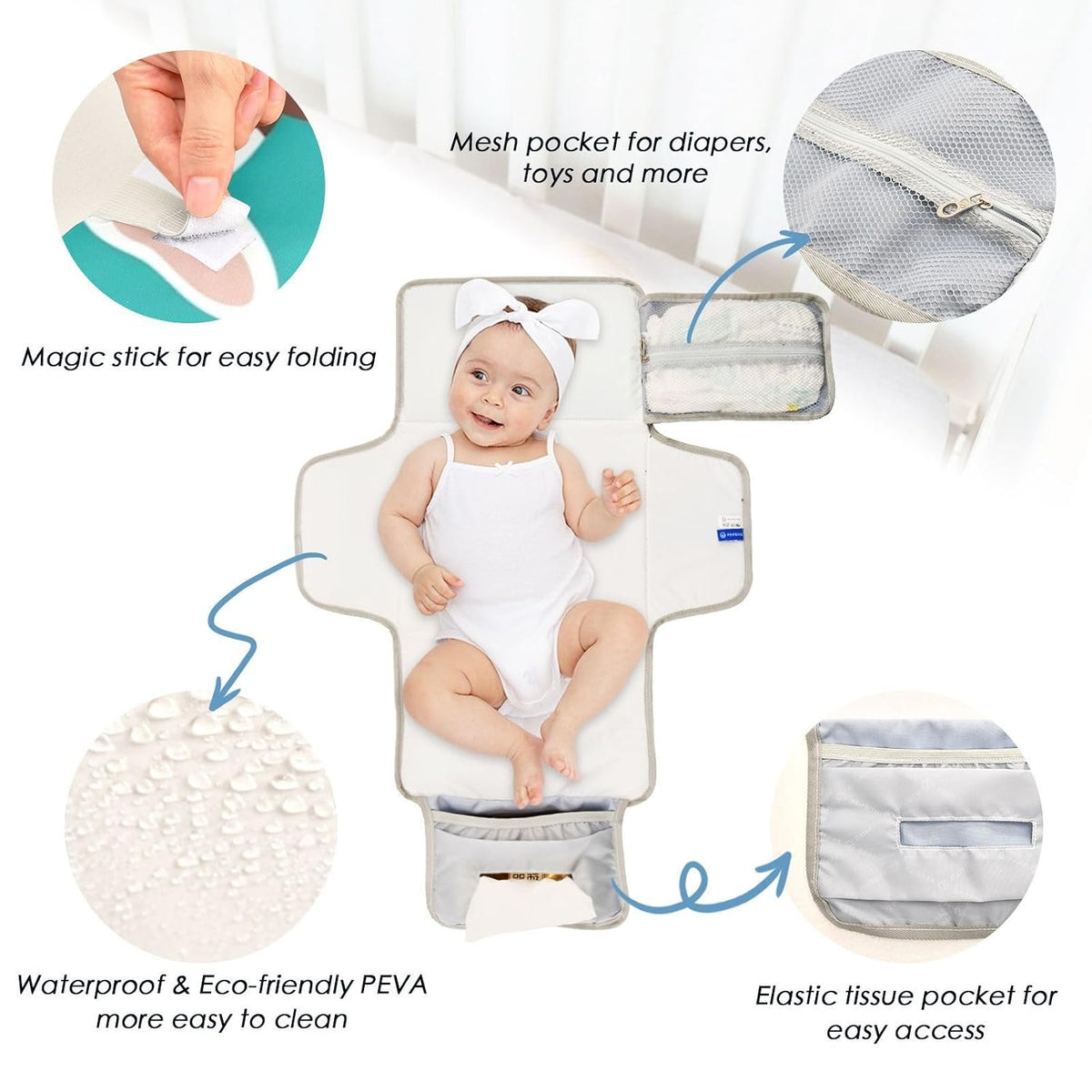 Star Bulldog Print Portable Diaper Changing Pad for Camping
