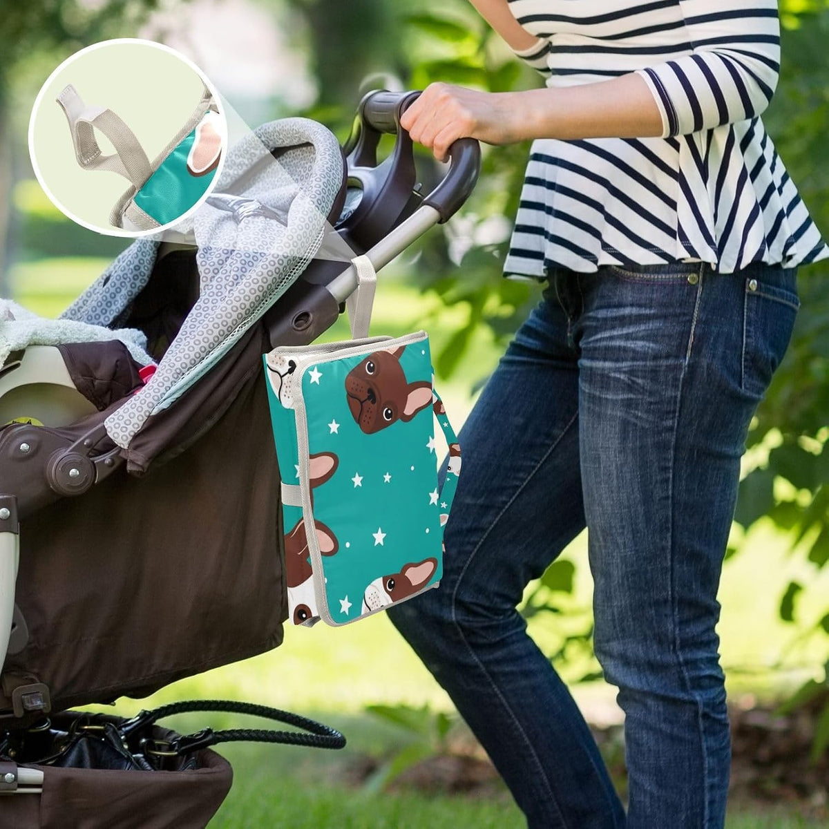 Star Bulldog Print Portable Diaper Changing Pad for Camping