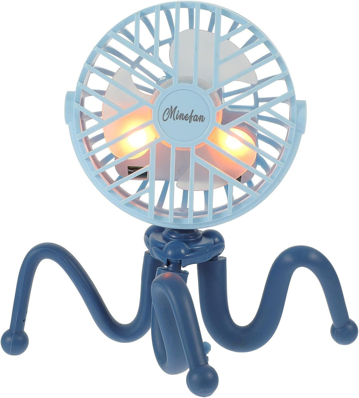 Portable Stroller Fan and Flexible Tripod with Clip-on Design USB Rechargeable 1200mah Battery Operated Silent Fan for Carriage and Wheelchair Use in Park or Zoo