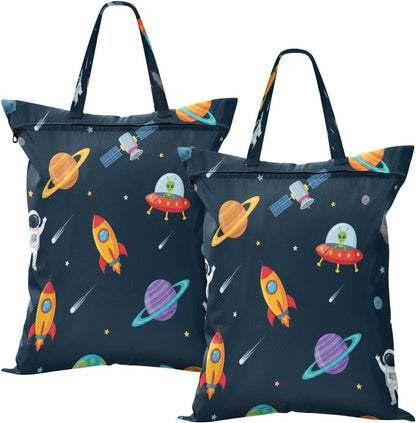 Space Astronauts Waterproof Travel Laundry Bag Washable 2-pk