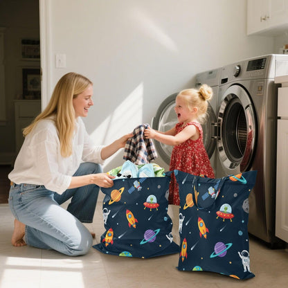 Space Astronauts Waterproof Travel Laundry Bag Washable 2-pk