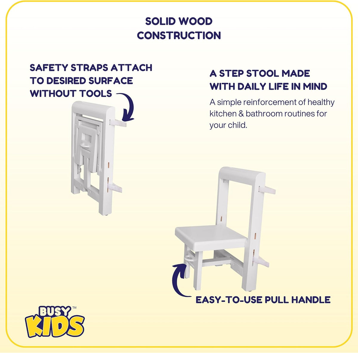 Fold 'N Store Step Stool for Toddlers, Wood Step Stool Kitchen & Bathroom Accessories, Child's Folding Helper for Hand Washing, Teeth Brushing, Holds up to 75 lbs. (Natural)