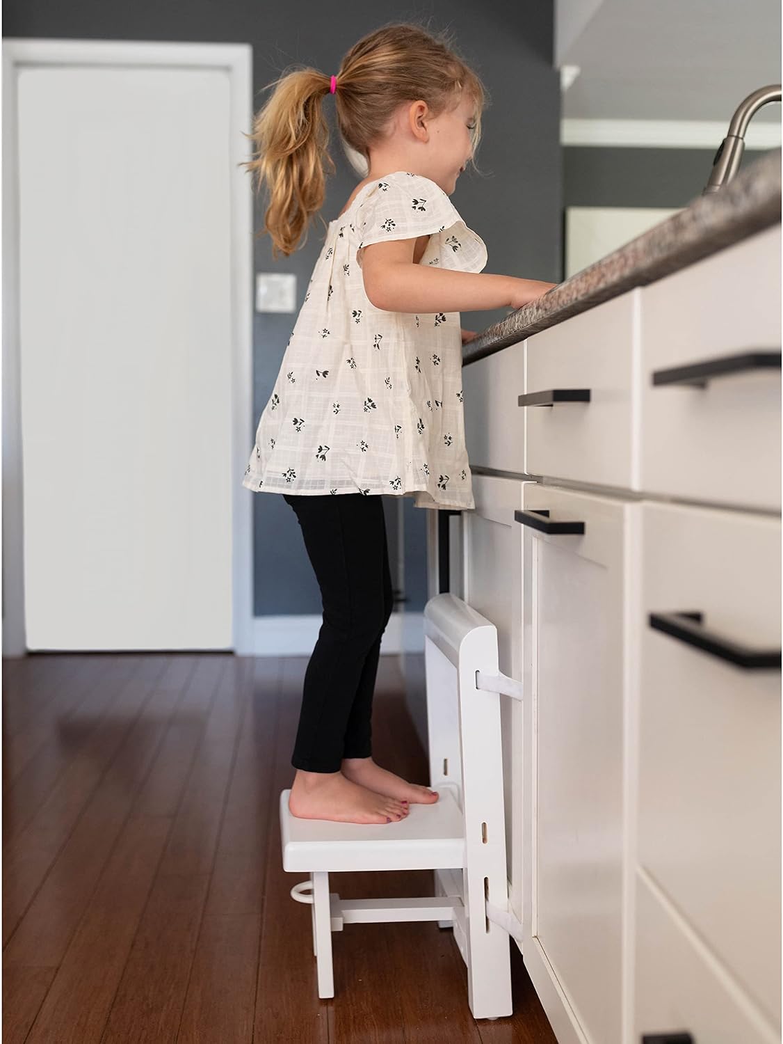 Fold 'N Store Step Stool for Toddlers, Wood Step Stool Kitchen & Bathroom Accessories, Child's Folding Helper for Hand Washing, Teeth Brushing, Holds up to 75 lbs. (Natural)