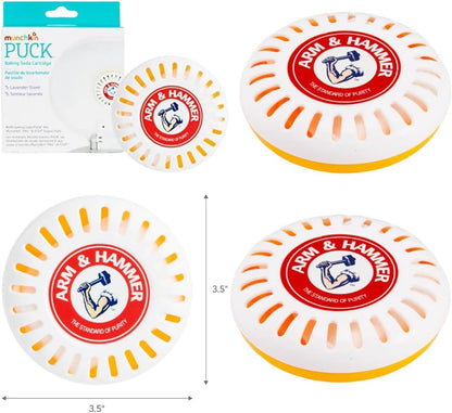 Odor Eliminator Cartridges, 2 Pack, Lavender Scent Baking Soda Pucks for Diaper Pails + Nuby Diaper Sacks, 50 Count Disposable Baby Diaper Bags