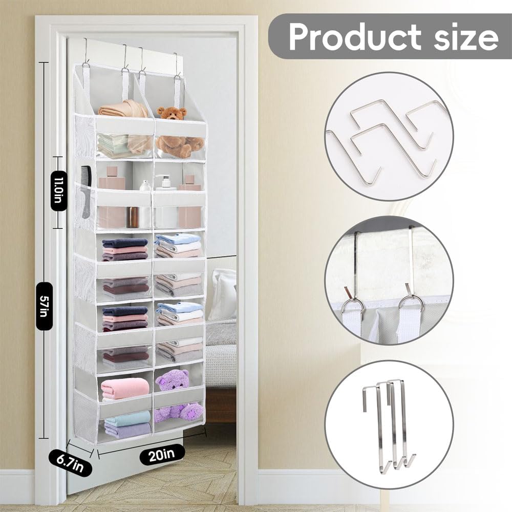 Over the Door Organizer 5 Tiers,Extra Large Behind Door Storage of 10 Compartments for Toys Clothes Diaper Organizer with Side Pockets