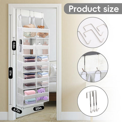 Over the Door Organizer 5 Tiers,Extra Large Behind Door Storage of 10 Compartments for Toys Clothes Diaper Organizer with Side Pockets