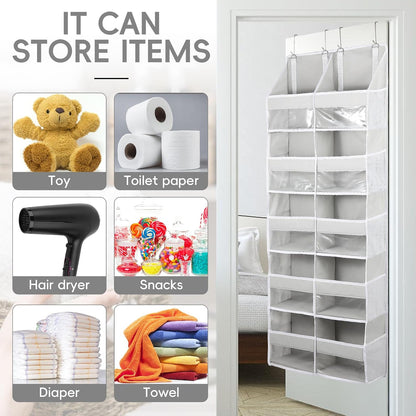 Over the Door Organizer 5 Tiers,Extra Large Behind Door Storage of 10 Compartments for Toys Clothes Diaper Organizer with Side Pockets