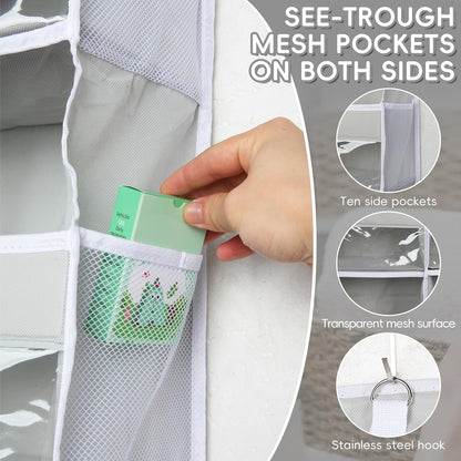 Over the Door Organizer 5 Tiers,Extra Large Behind Door Storage of 10 Compartments for Toys Clothes Diaper Organizer with Side Pockets