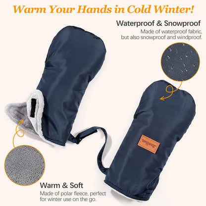 Stroller Gloves, Universal Stroller Hand Muff with Warm Polar Fleece