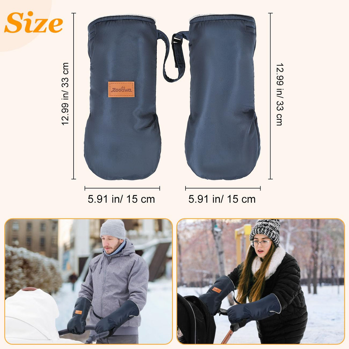 Stroller Gloves, Universal Stroller Hand Muff with Warm Polar Fleece