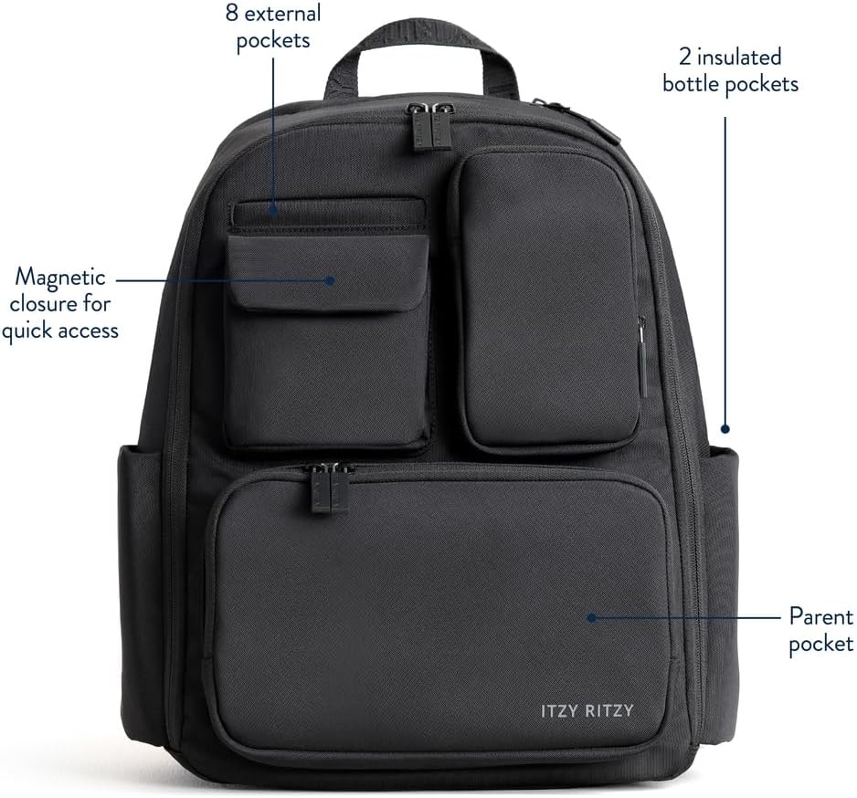 Utility Diaper Bag Backpack, 17 Pockets w/Changing Pad (Mocha)