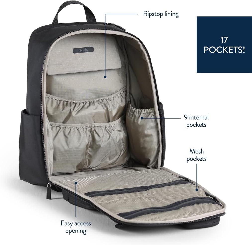 Utility Diaper Bag Backpack, 17 Pockets w/Changing Pad (Mocha)