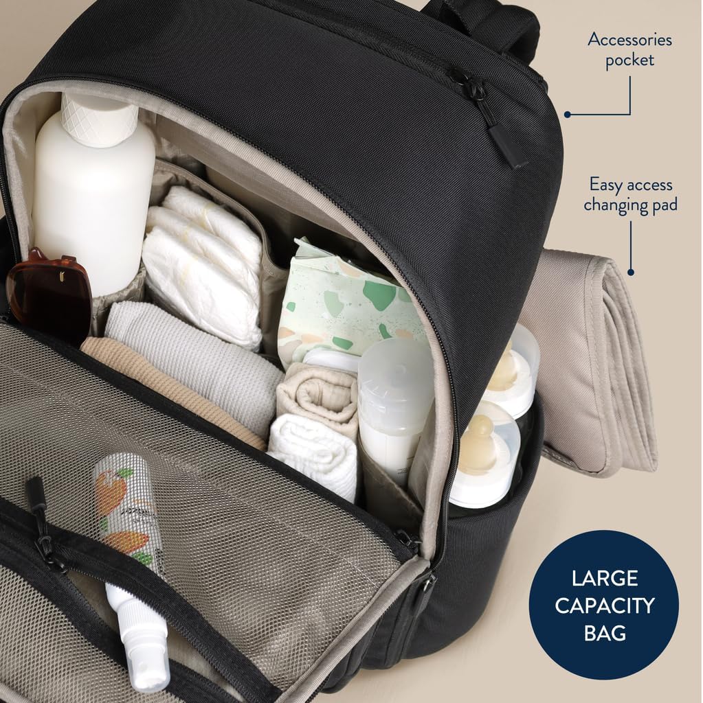Utility Diaper Bag Backpack, 17 Pockets w/Changing Pad (Mocha)