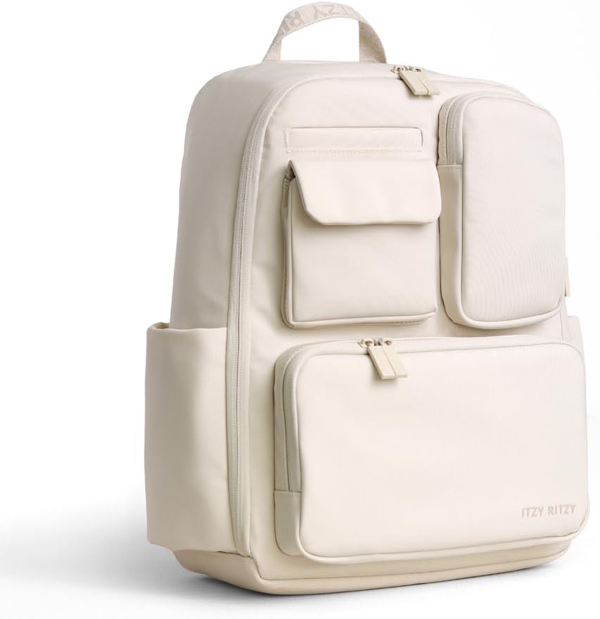 Utility Diaper Bag Backpack, 17 Pockets w/Changing Pad (Mocha)