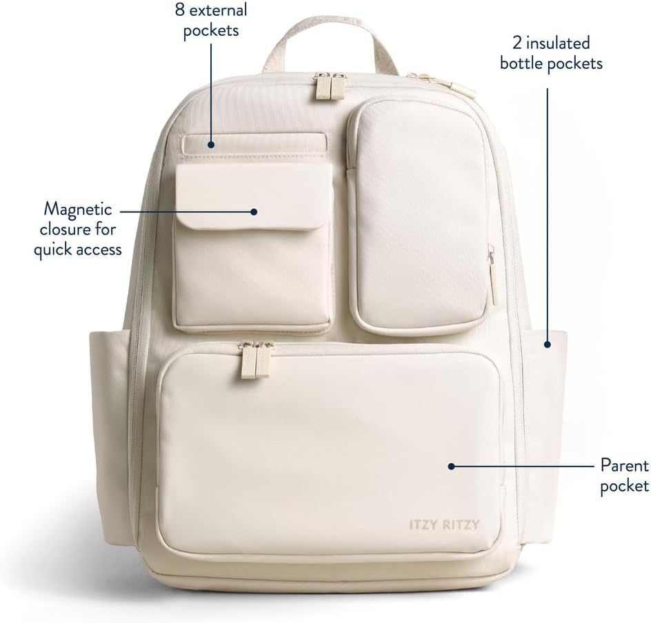 Utility Diaper Bag Backpack, 17 Pockets w/Changing Pad (Mocha)