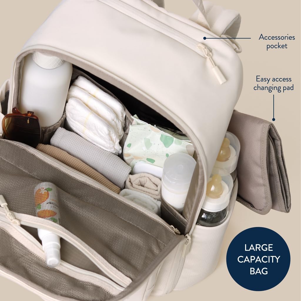 Utility Diaper Bag Backpack, 17 Pockets w/Changing Pad (Mocha)