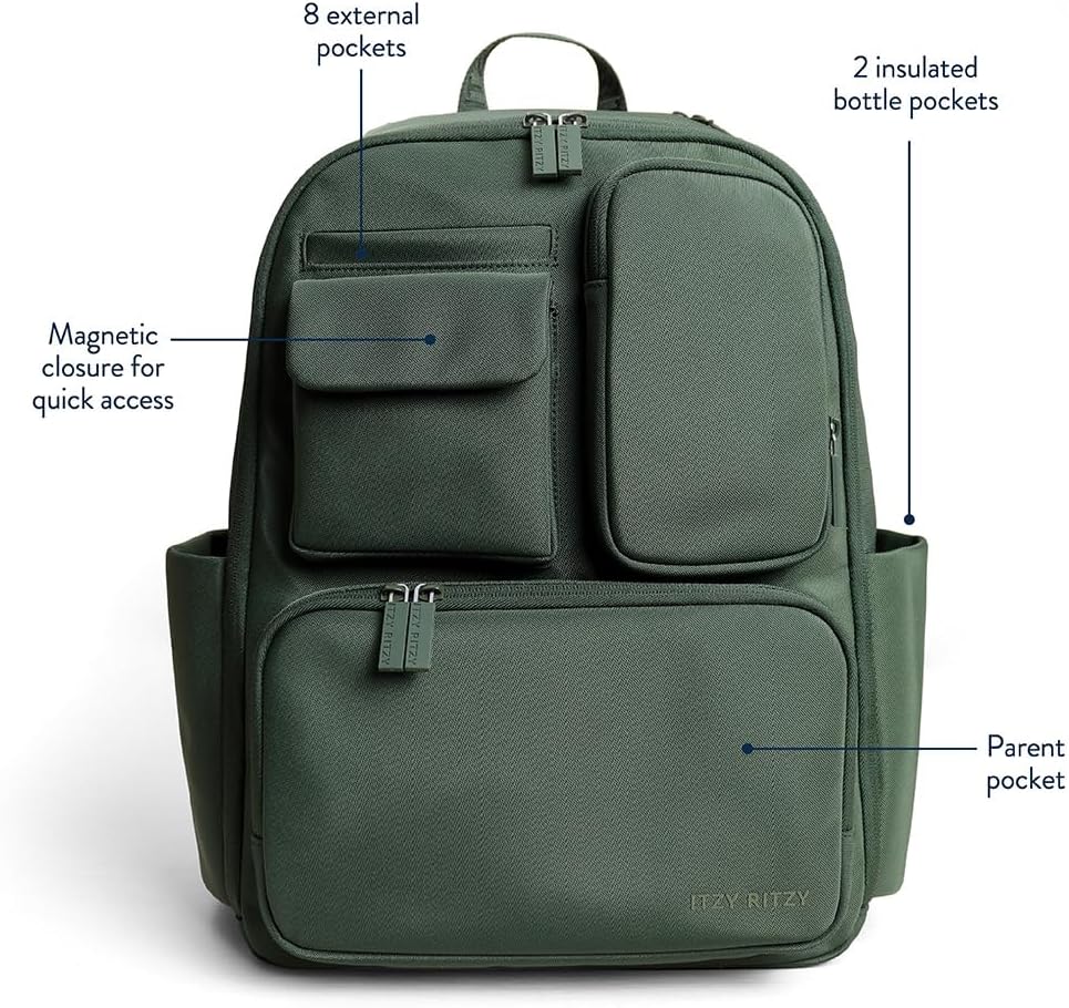 Utility Diaper Bag Backpack, 17 Pockets w/Changing Pad (Mocha)