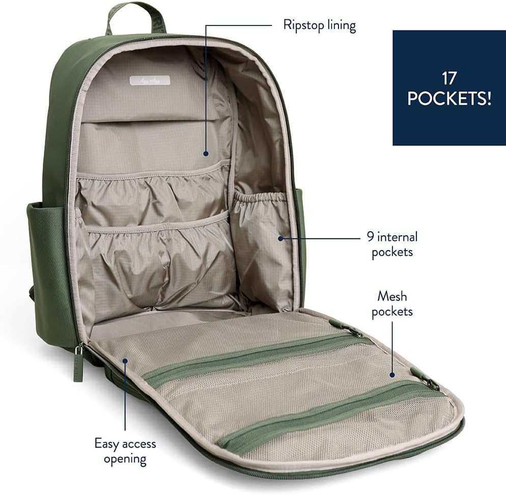 Utility Diaper Bag Backpack, 17 Pockets w/Changing Pad (Mocha)