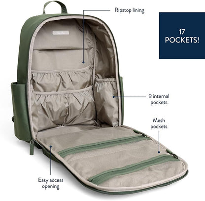 Utility Diaper Bag Backpack, 17 Pockets w/Changing Pad (Mocha)