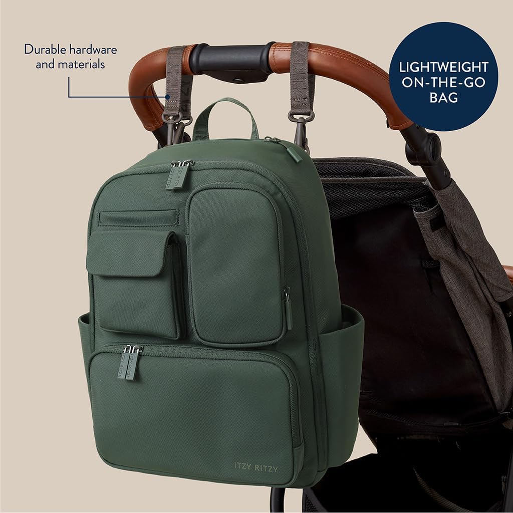 Utility Diaper Bag Backpack, 17 Pockets w/Changing Pad (Mocha)