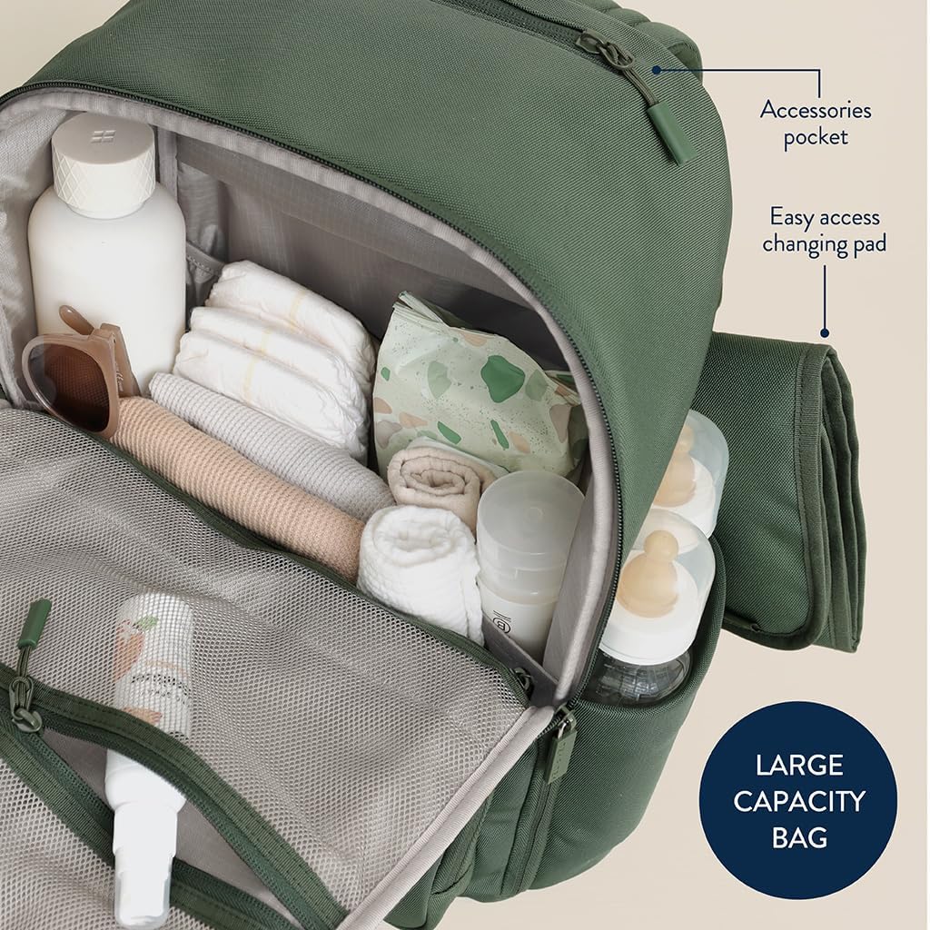 Utility Diaper Bag Backpack, 17 Pockets w/Changing Pad (Mocha)