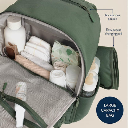 Utility Diaper Bag Backpack, 17 Pockets w/Changing Pad (Mocha)
