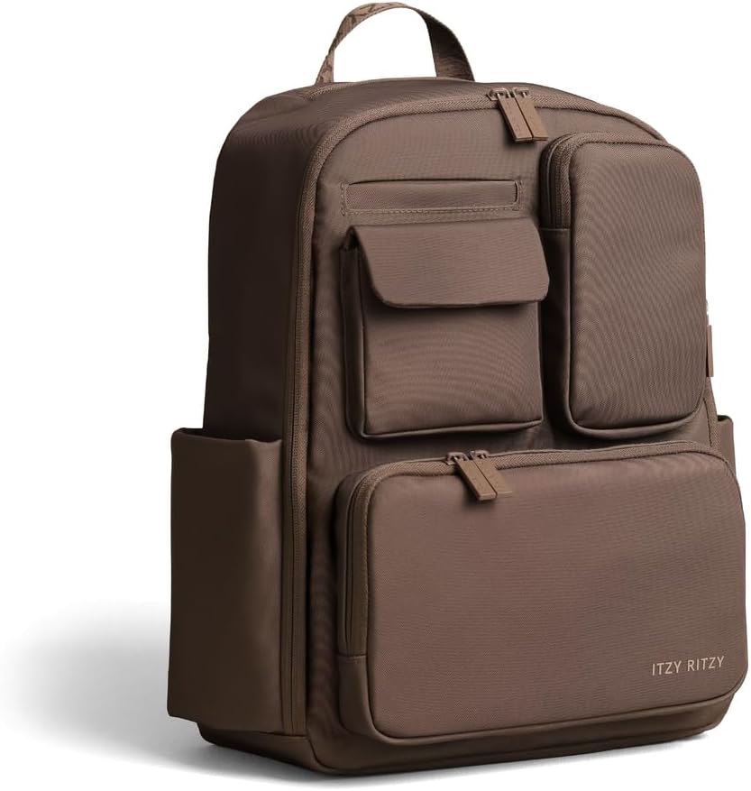 Utility Diaper Bag Backpack, 17 Pockets w/Changing Pad (Mocha)