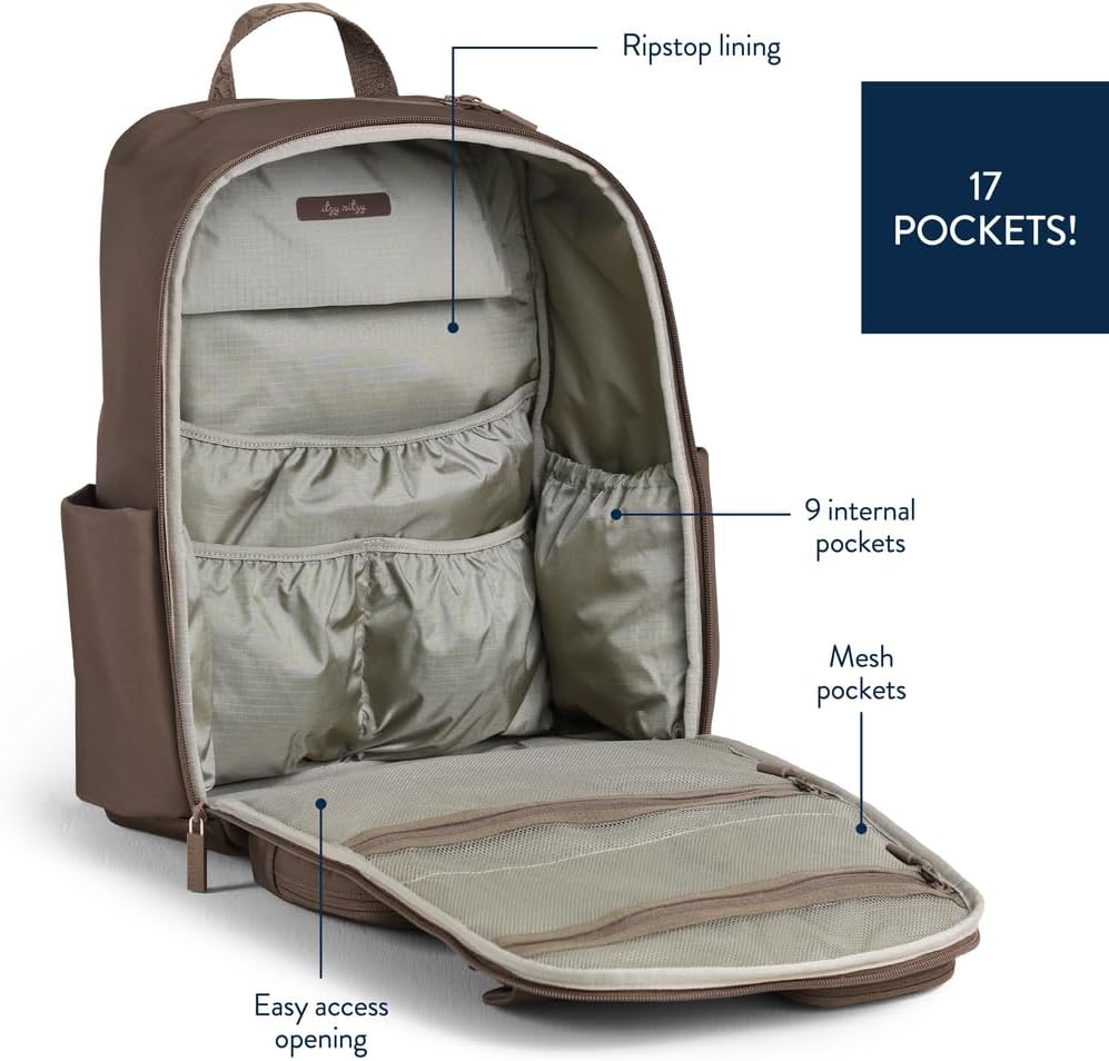 Utility Diaper Bag Backpack, 17 Pockets w/Changing Pad (Mocha)