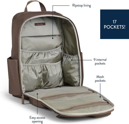 Utility Diaper Bag Backpack, 17 Pockets w/Changing Pad (Mocha)