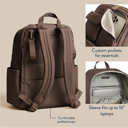 Utility Diaper Bag Backpack, 17 Pockets w/Changing Pad (Mocha)