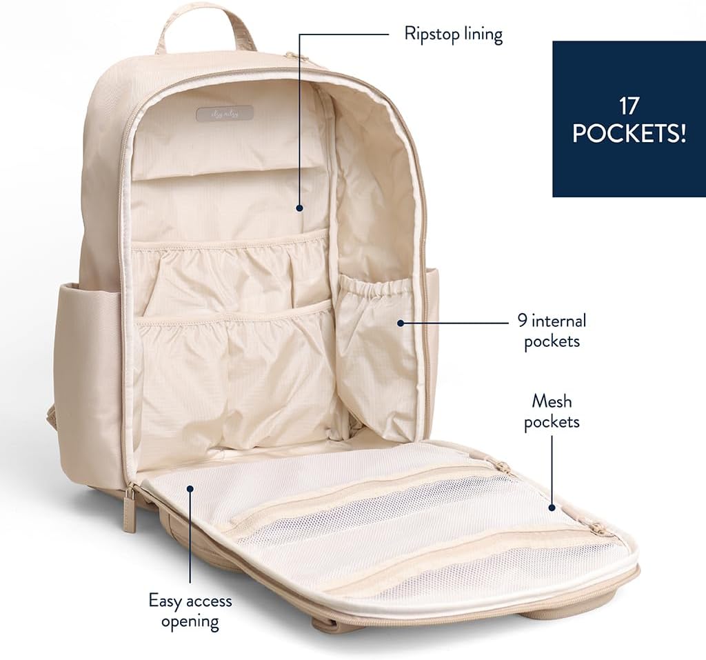 Utility Diaper Bag Backpack, 17 Pockets w/Changing Pad (Mocha)