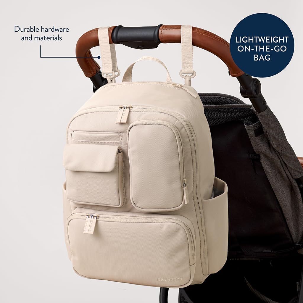 Utility Diaper Bag Backpack, 17 Pockets w/Changing Pad (Mocha)